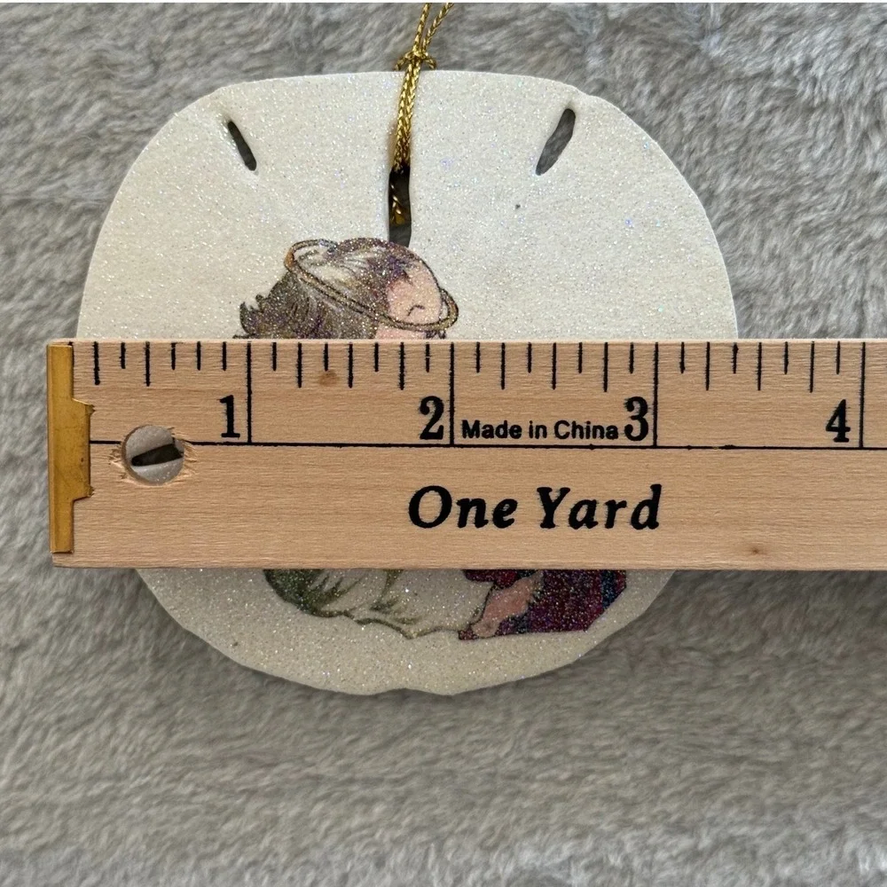 Sand Dollar Ornament Angel Glitter Design Handmade Seashell Holiday‎ Decor